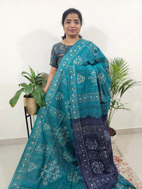 Bhagalpuri Batik Print- Sea Green with Blue