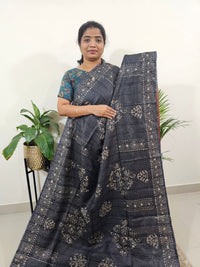 Bhagalpuri Batik Print- Grey with Maroon