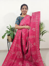Bhagalpuri Batik Print- Pink with Maroon