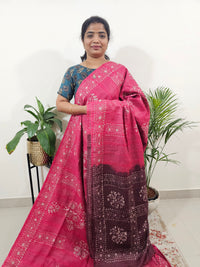 Bhagalpuri Batik Print- Pink with Maroon