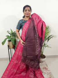 Bhagalpuri Batik Print- Pink with Maroon