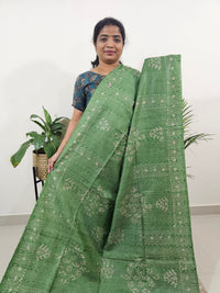 Bhagalpuri Batik Print- Green with Grey