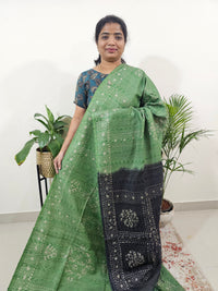 Bhagalpuri Batik Print- Green with Grey