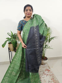 Bhagalpuri Batik Print- Green with Grey