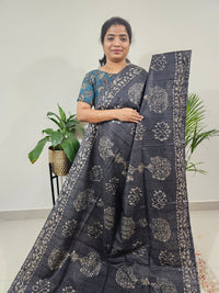 Bhagalpuri Batik Print- Grey with Maroon