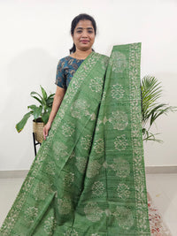 Bhagalpuri Batik Print - Green with Grey