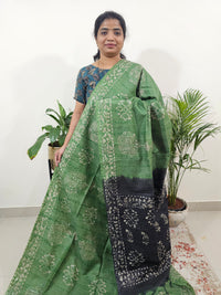 Bhagalpuri Batik Print - Green with Grey