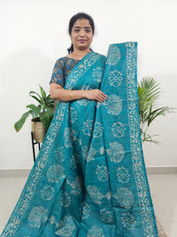 Bhagalpuri Batik Print - Sea Green with Blue