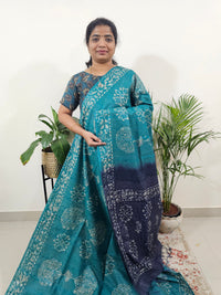 Bhagalpuri Batik Print - Sea Green with Blue