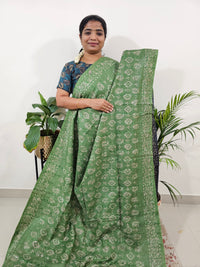 Bhagalpuri Batik Print- Green with Grey