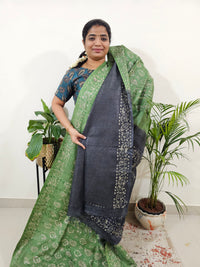 Bhagalpuri Batik Print- Green with Grey