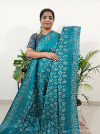 Bhagalpuri Batik Print- Sea Green  with Blue