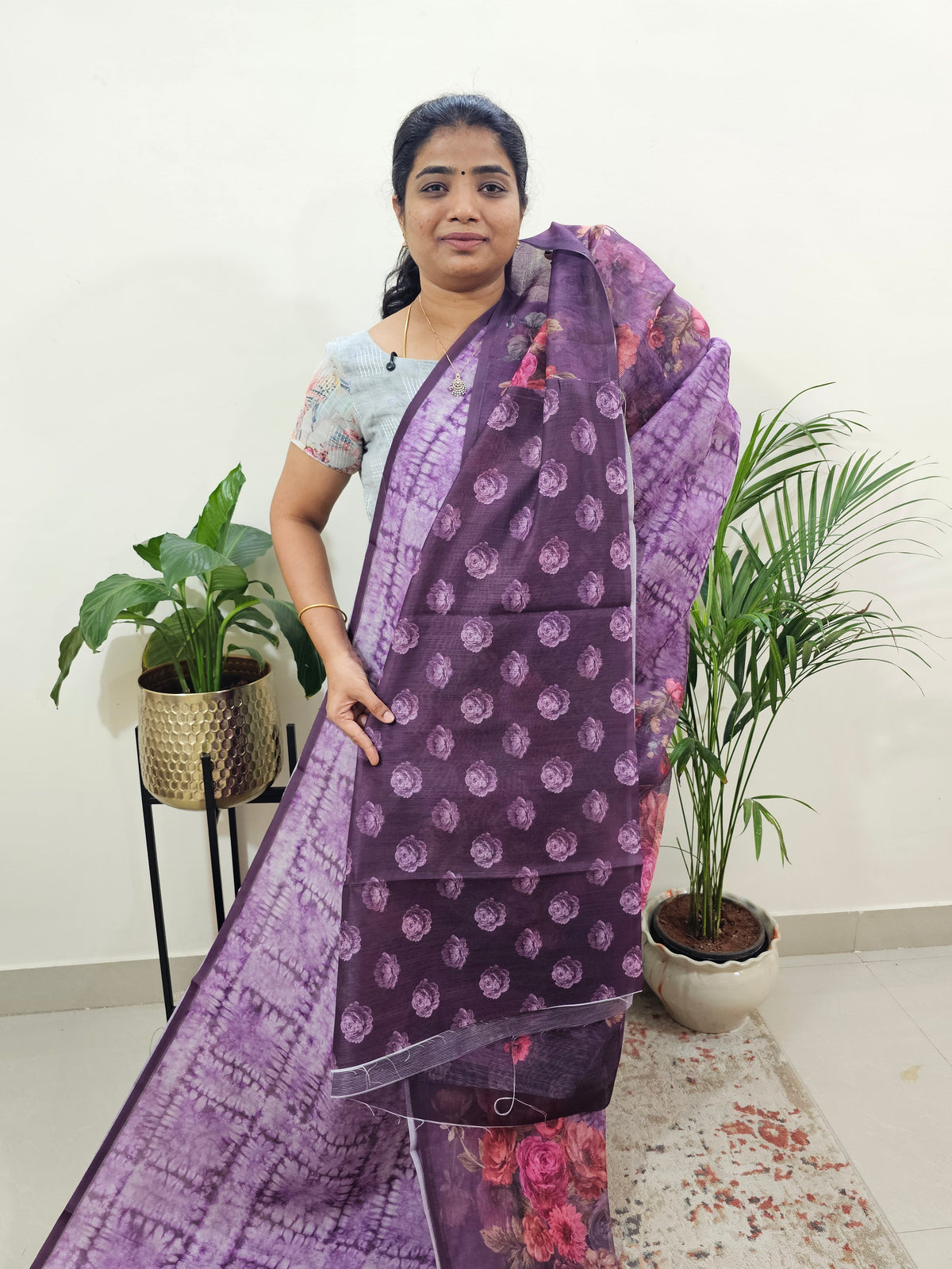 Semi Super Net Kota Saree - Purple