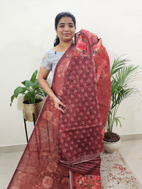 Semi Super Net Kota Saree - Rust Orange