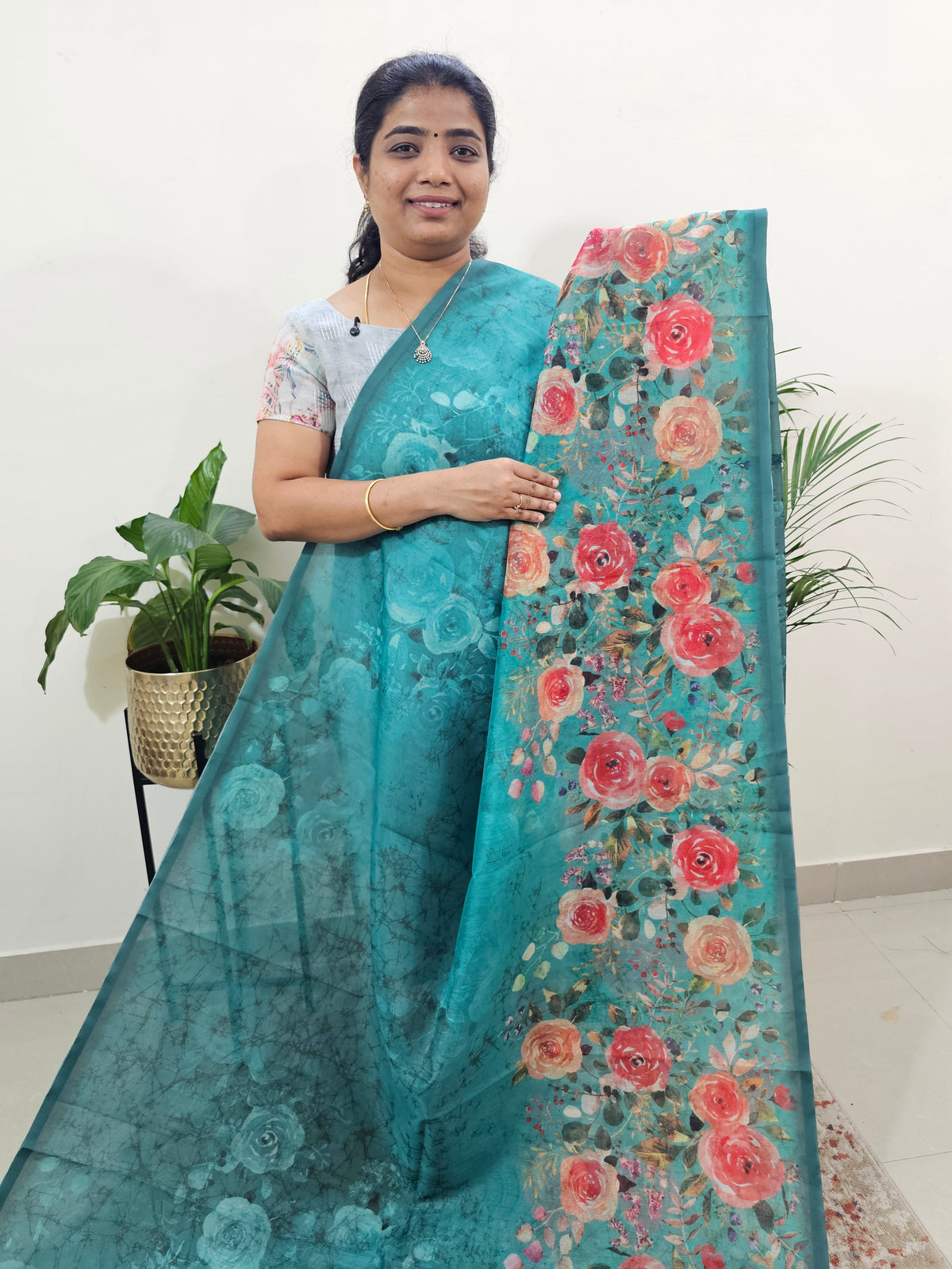 Semi Super Net Kota Saree - Rama Green
