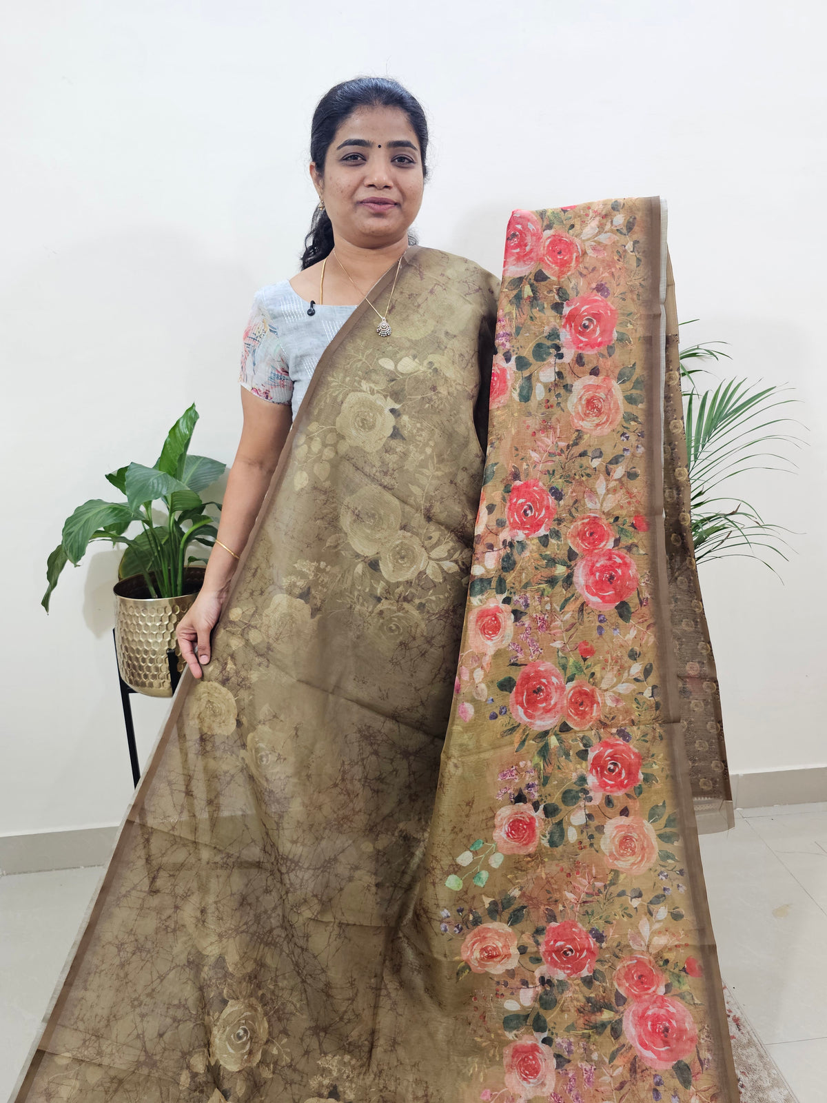 Semi Super Net Kota Saree - Mehndi Green