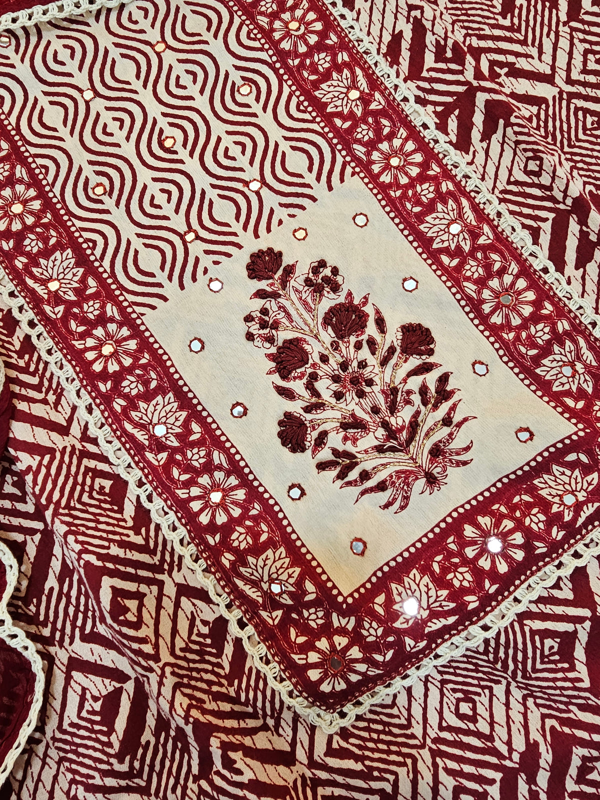Soft Cotton Unstitched Salwar - Maroon