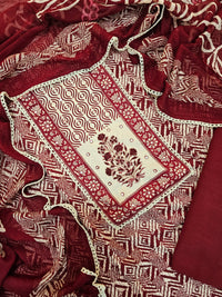 Soft Cotton Unstitched Salwar - Maroon