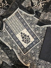 Soft Cotton Unstitched Salwar - Black
