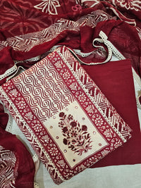 Soft Cotton Unstitched Salwar - Maroon