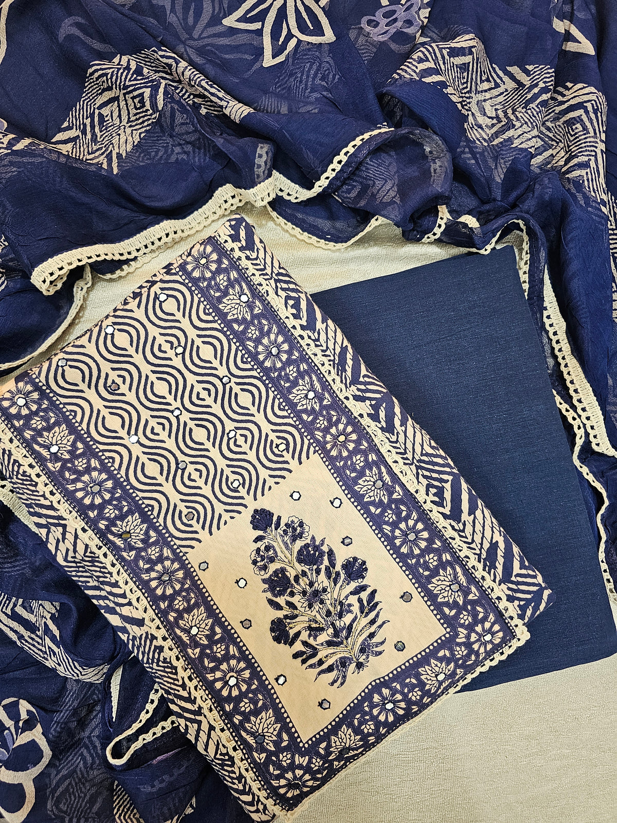 Soft Cotton Unstitched Salwar - Blue