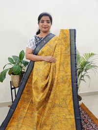 Soft Semi Tussar Weaving with Soft Zari Border - Yellow with Blue