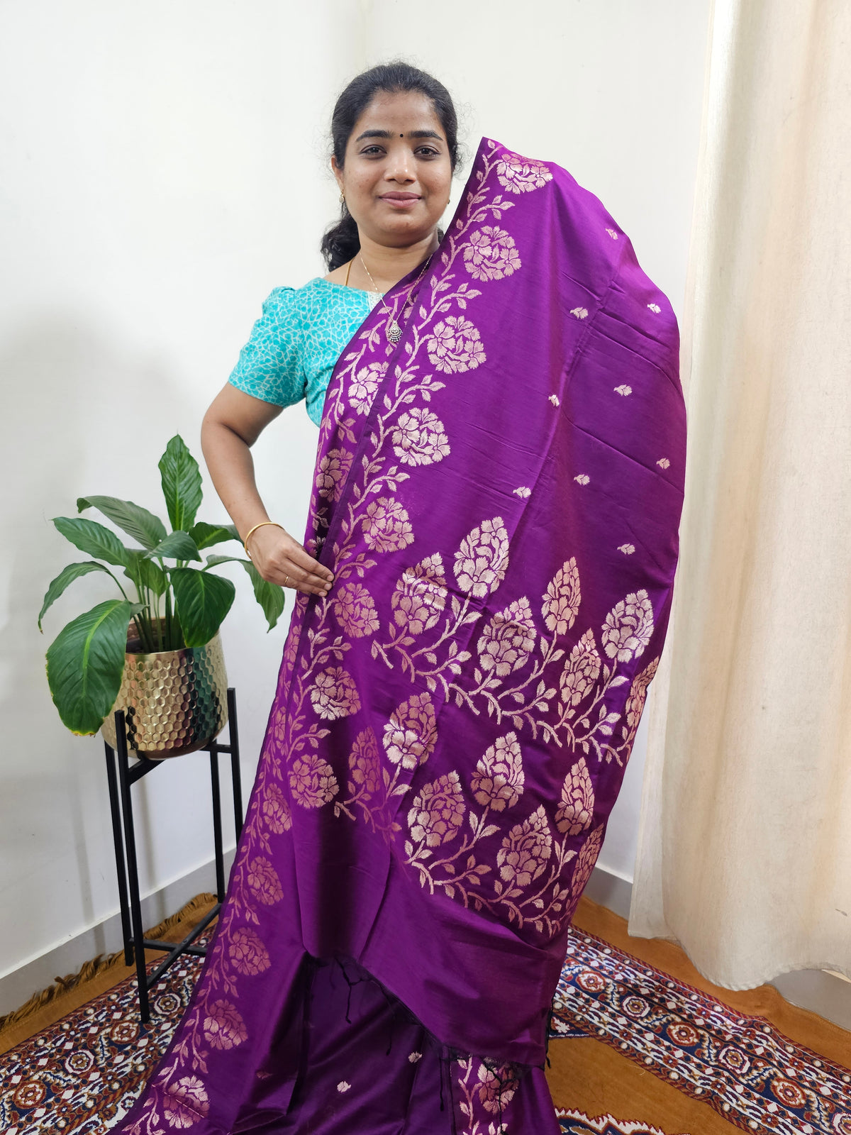 Semi Soft Silk Saree - Magenta Pink