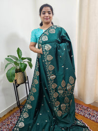 Semi Soft Silk Saree - Bottle Green