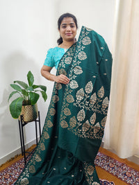 Semi Soft Silk Saree - Bottle Green
