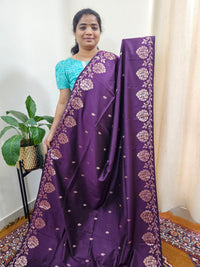 Semi Soft Silk Saree - Dark Purple