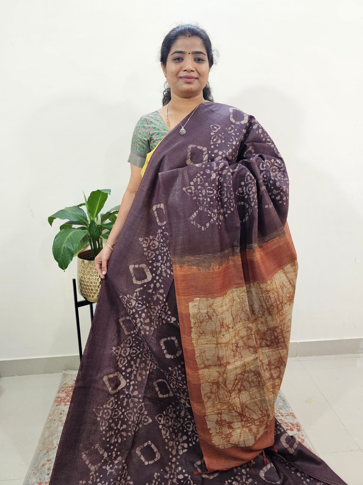 Bhagalpuri Batik Print - Coffee Brown with Brown