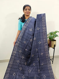 Bhagalpuri Batik Print - Blue with Pink