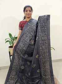 Bhagalpuri Batik Print - Grey with Maroon
