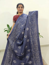 Bhagalpuri Batik Print - Blue with Pink