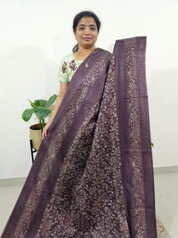 Bhagalpuri Batik Print -Dark Brown with Honey Brown