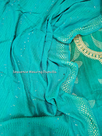 Modal Silk Unstitched Salwar - Peacock Blue and Green