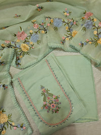 Semi Tussar Kota Unstitched Salwar - Pastel Green