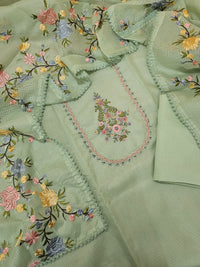 Semi Tussar Kota Unstitched Salwar - Pastel Green