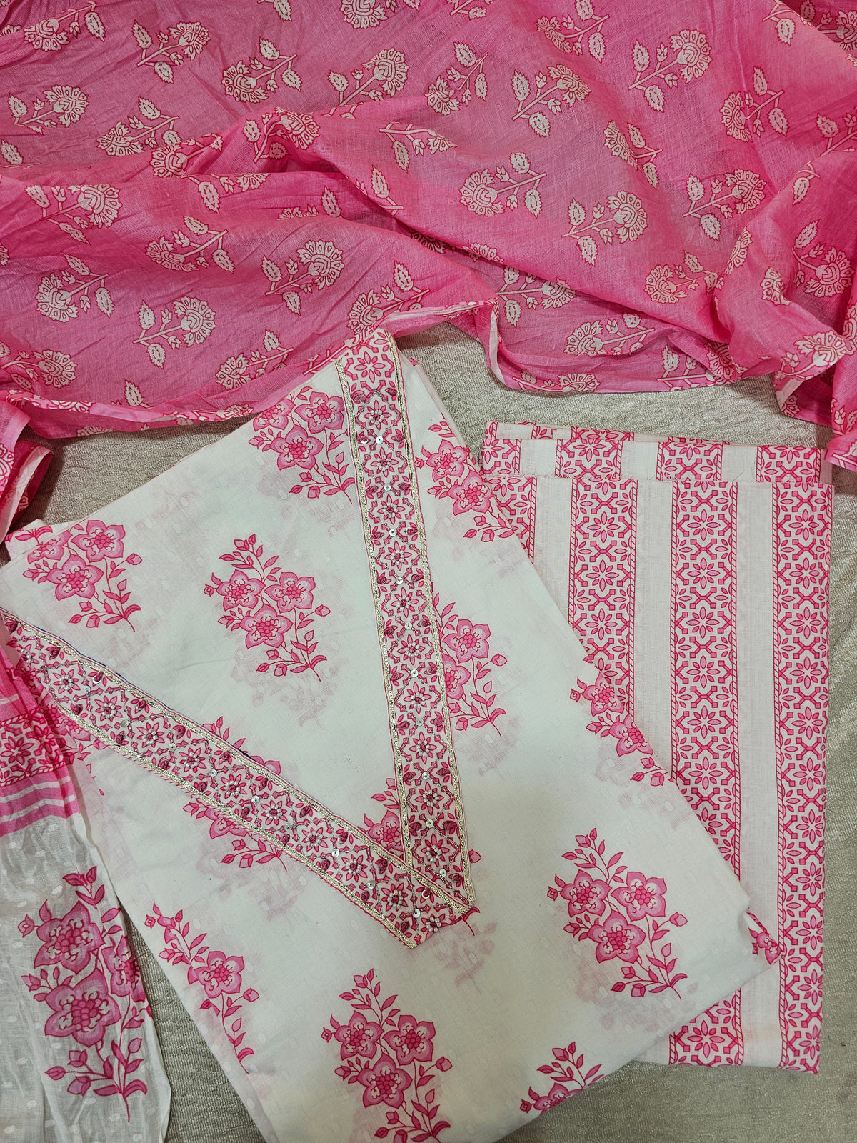Soft Cotton - White with Pink