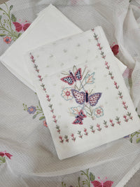 Semi Tussar Kota Unstitched Salwar - White