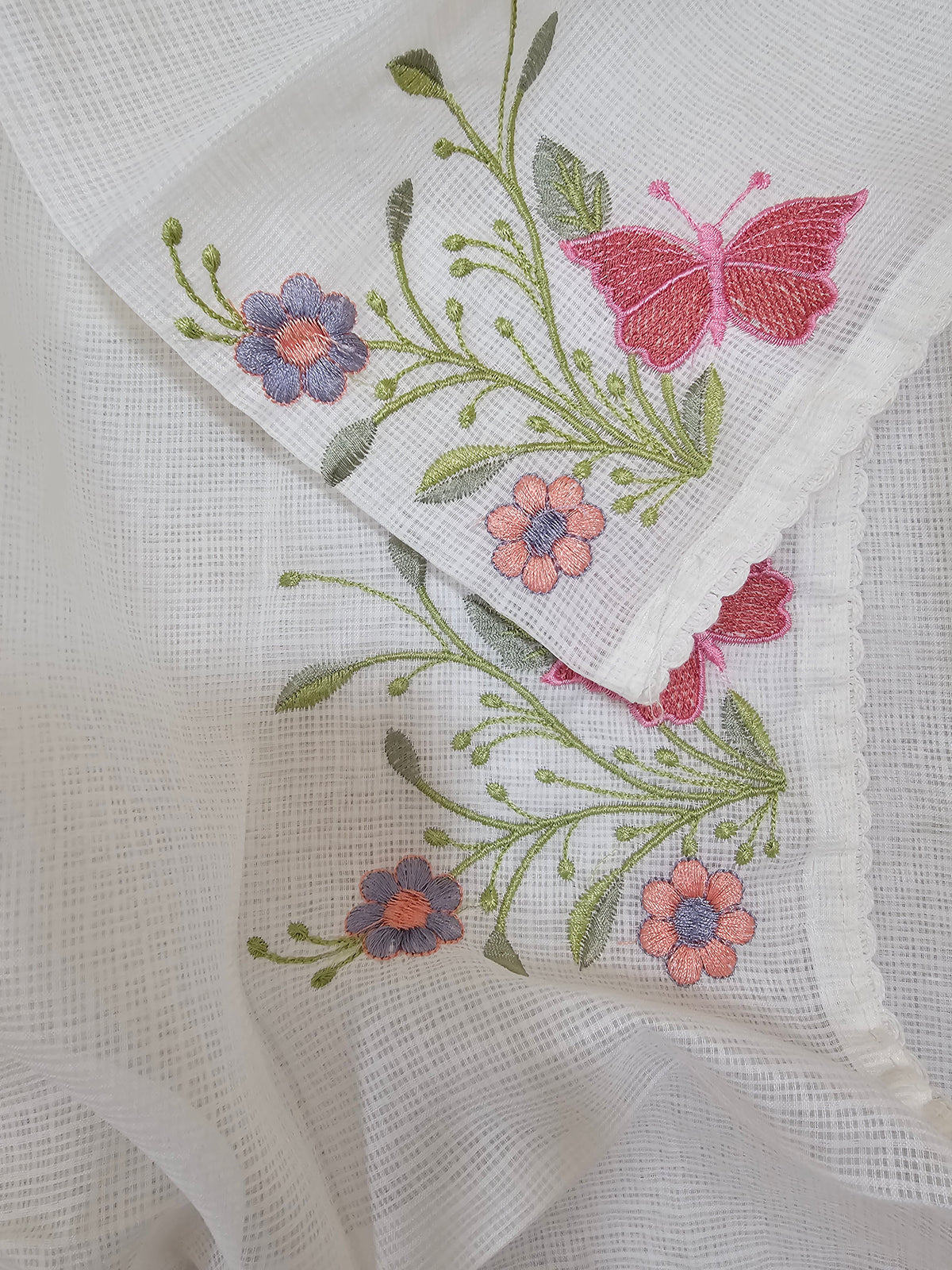 Semi Tussar Kota Unstitched Salwar - White