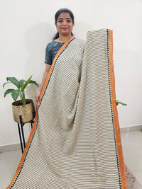 Tussar by Cotton Kalamkari- Cream with Orange