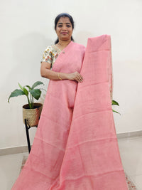Linen Tissue with Digital Printed Sarees - Peach