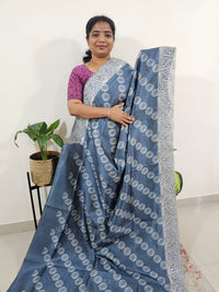 Semi Tussar with Cut Work Saree - Grey