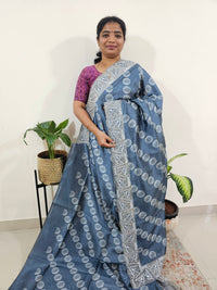 Semi Tussar with Cut Work Saree - Grey