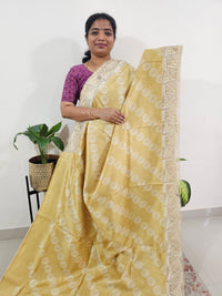 Semi Tussar with Cut Work Saree - Yellow
