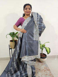 Semi Tussar with Cut Work Saree - Grey