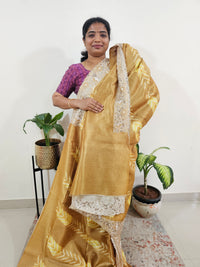 Semi Tussar with Cut Work Saree - Mustard Yellow