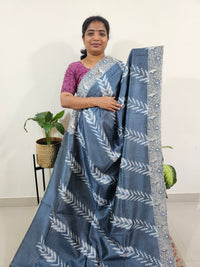 Semi Tussar with Cut Work Saree - Grey