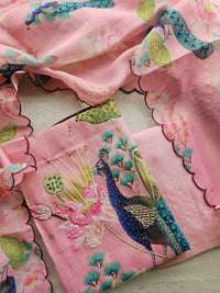 Soft Linen Tissue Unstitched Salwar - Peach